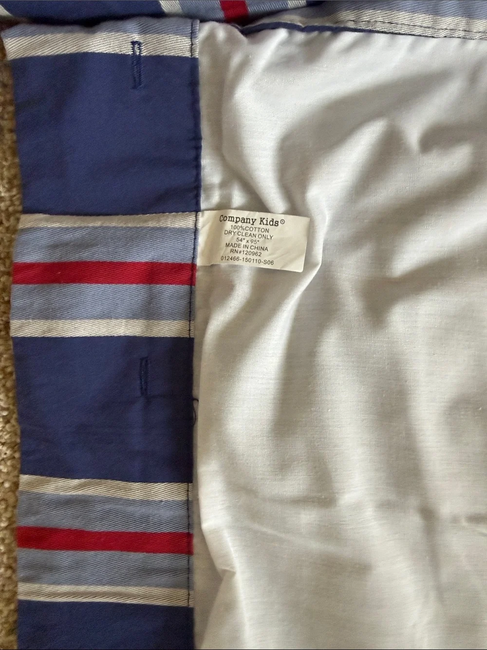 Company Kids Blue/Red/Gray Striped Curtain Panels. Set of 2. 54” x 95”.EUC